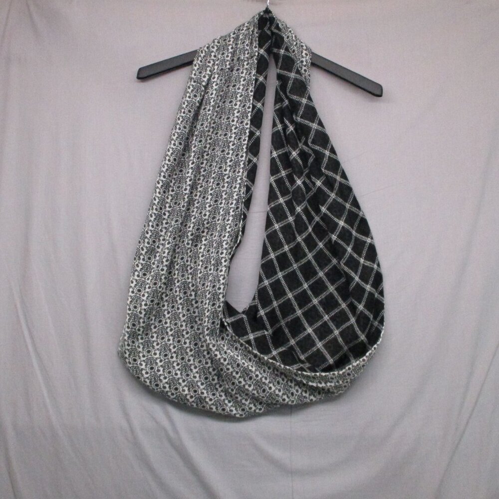 Plaid Double Sided infinity Scarf Black & White Women Size | O/S